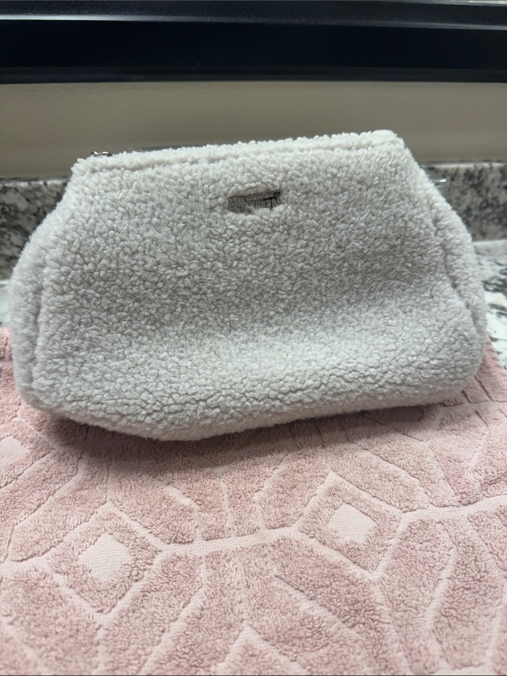 Dr. Barbara Sturm Gray Sherpa Zip Cosmetic Pouch